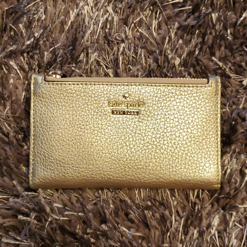 Gold Pebbled Leather Wallet